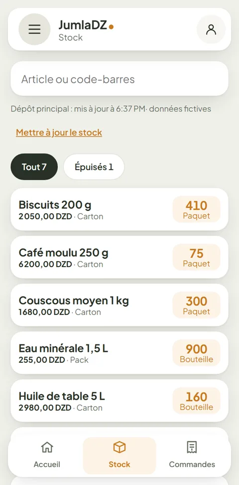 Le stock et les prix dans la poche
