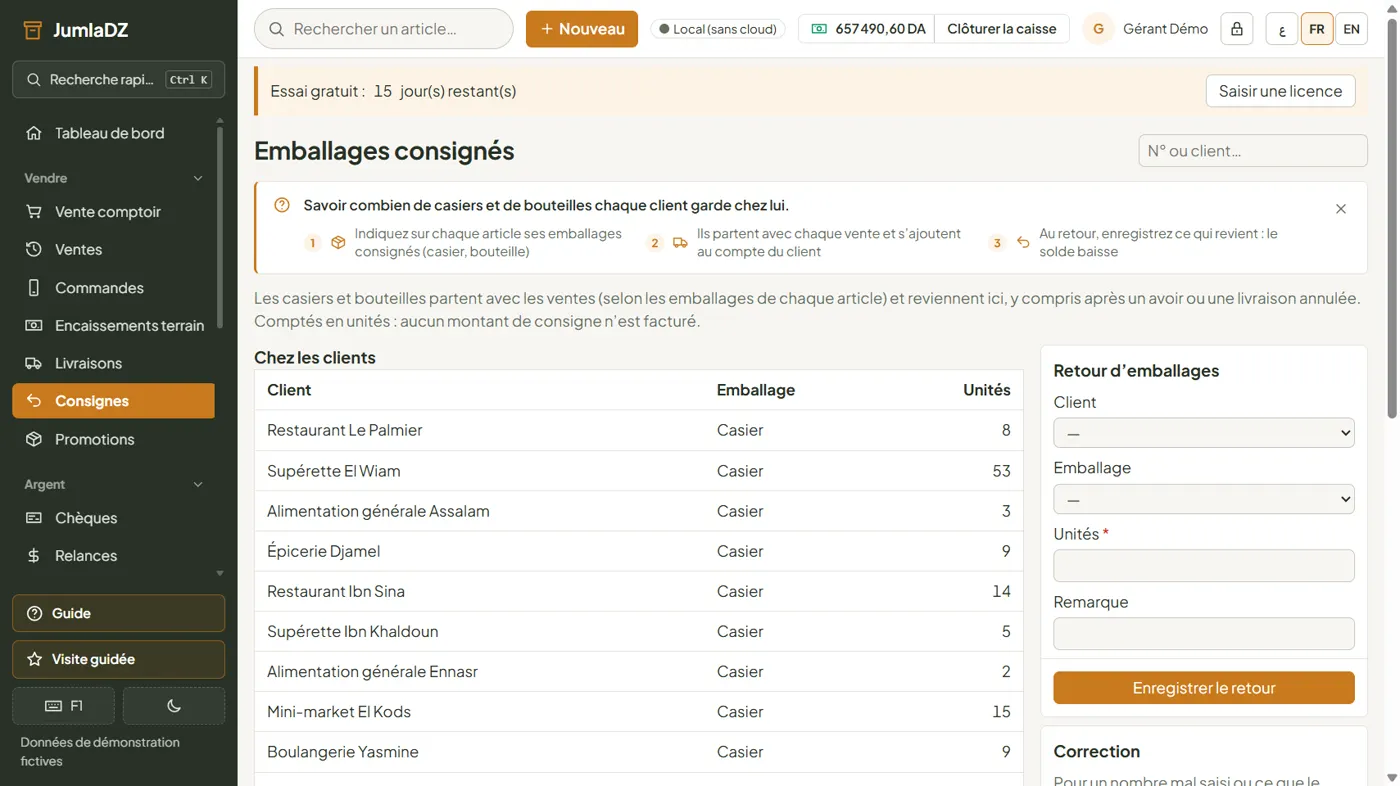 Les consignes : casiers et bouteilles